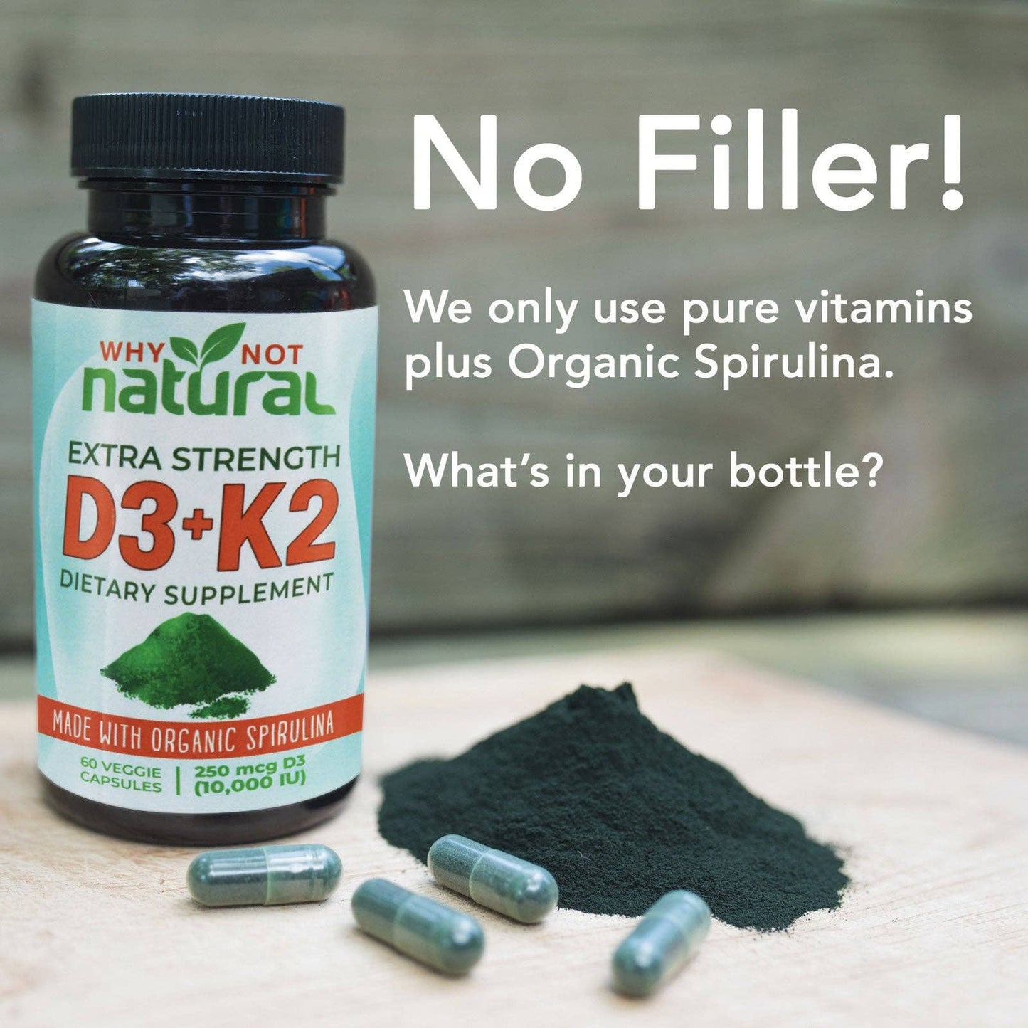 Vitamin D3 K2 (MK-7) with Organic Spirulina