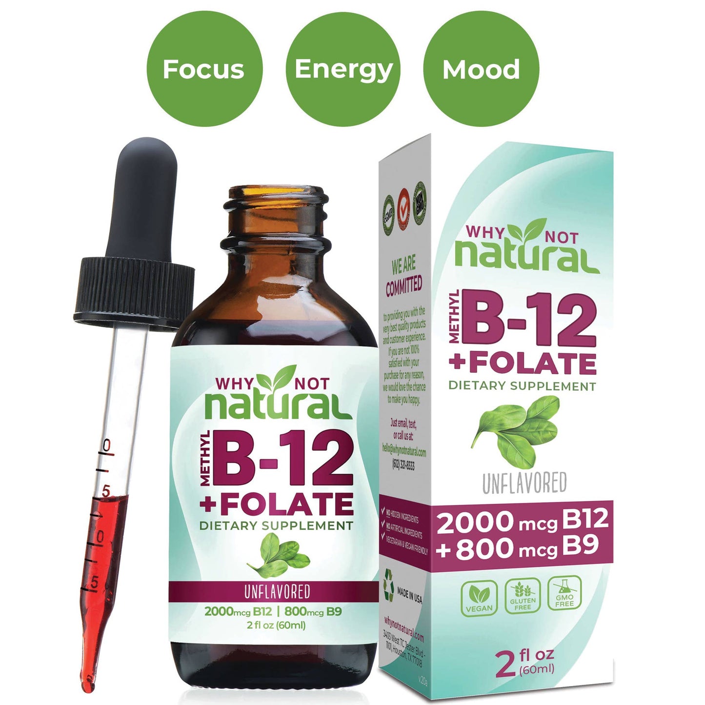 Vitamin B12 Liquid Plus Folate - Organic & Vegan Drops