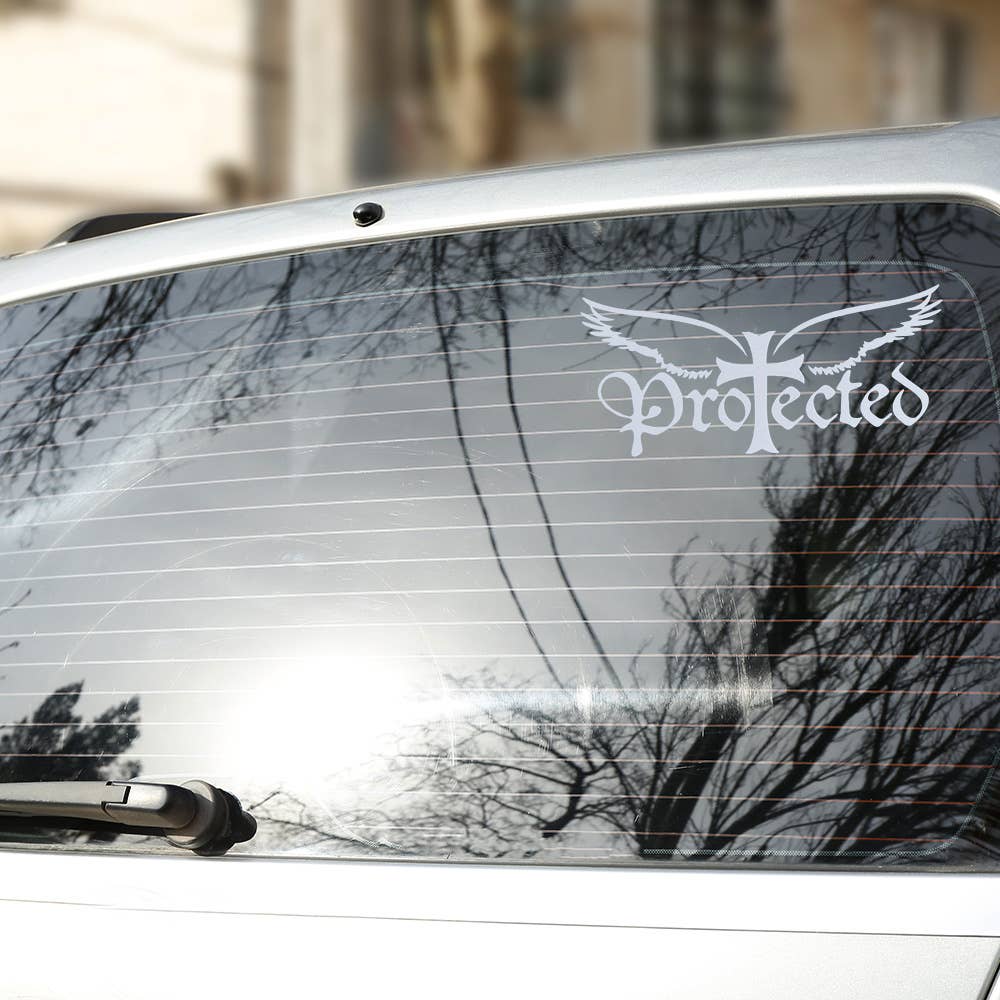 Auto Vinyl Decal - Protected - White - 8Inx4In