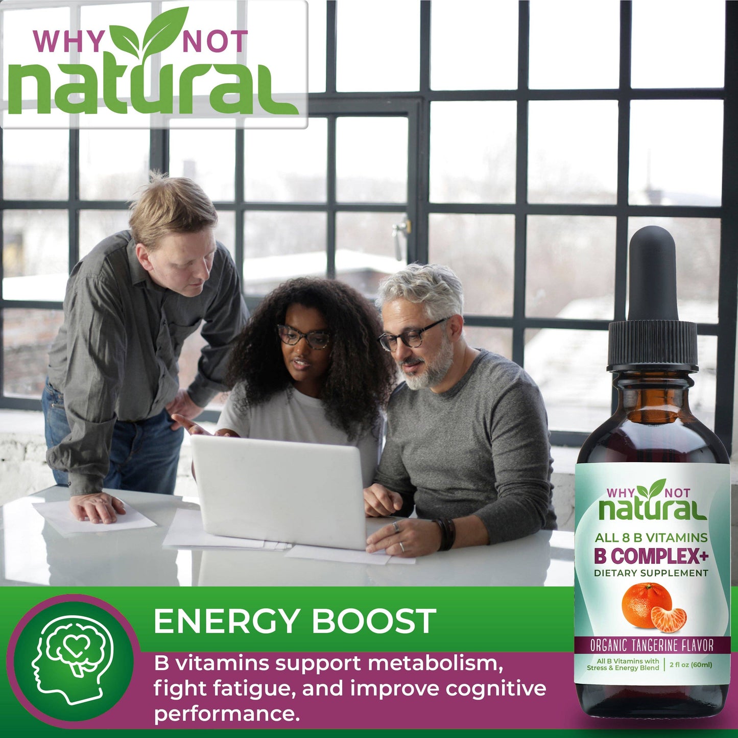 B Complex Liquid: All 8 B Vitamins +Natural Stress & Energy