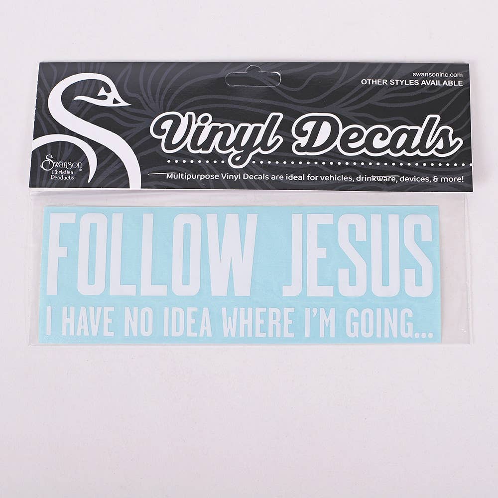 Multi-Purpose Decal - Follow Jesus - White - 3.5Inx8In
