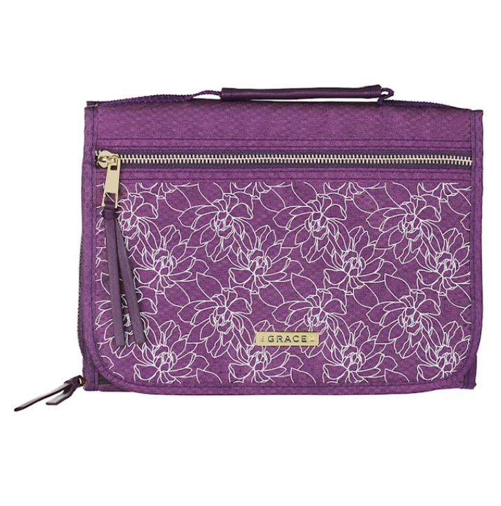 Bible Cover-Organizer-Faith-Purple Floral-LRG