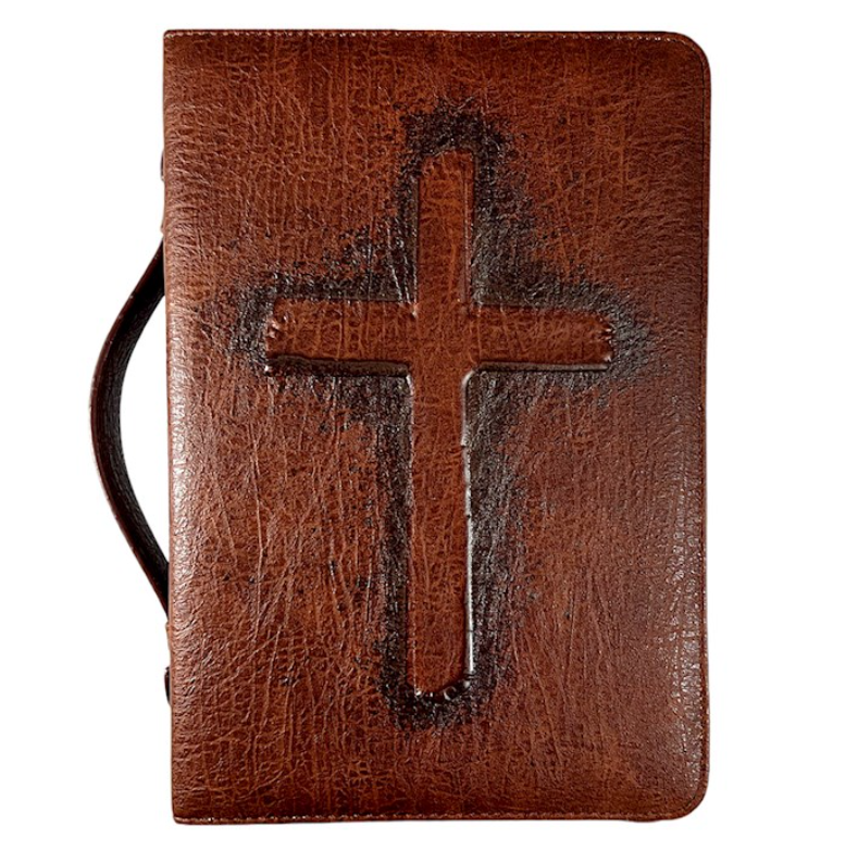Bible Cover-Vintage Cross-Brown