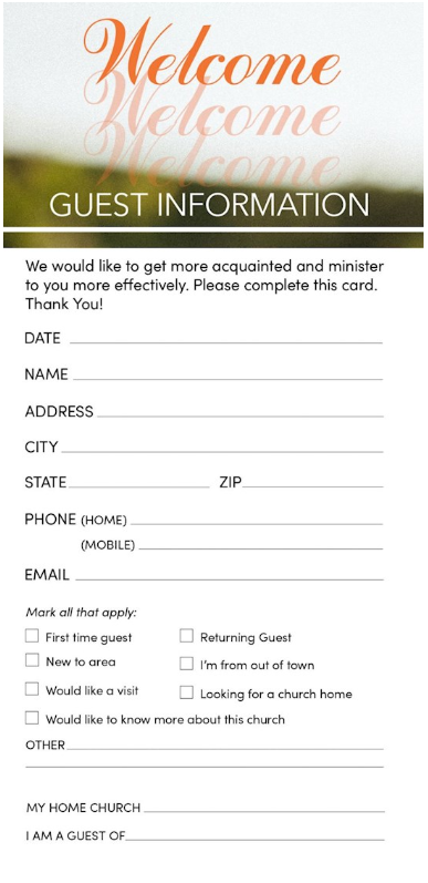 Church- Guest Card-Welcome Card