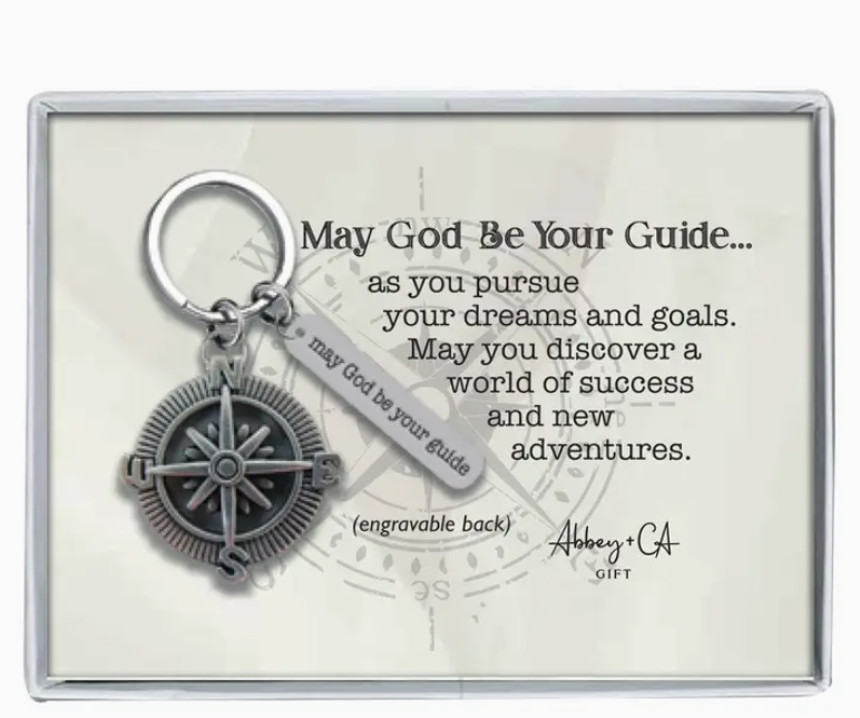 May God Be Your Guide Compass Key Ring