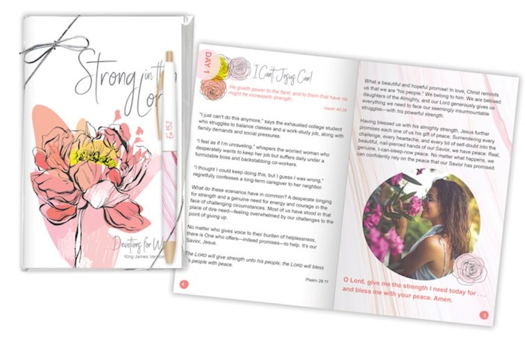 Gift Set-Strong In The Lord-Devotion Book & Pen (KJV)
