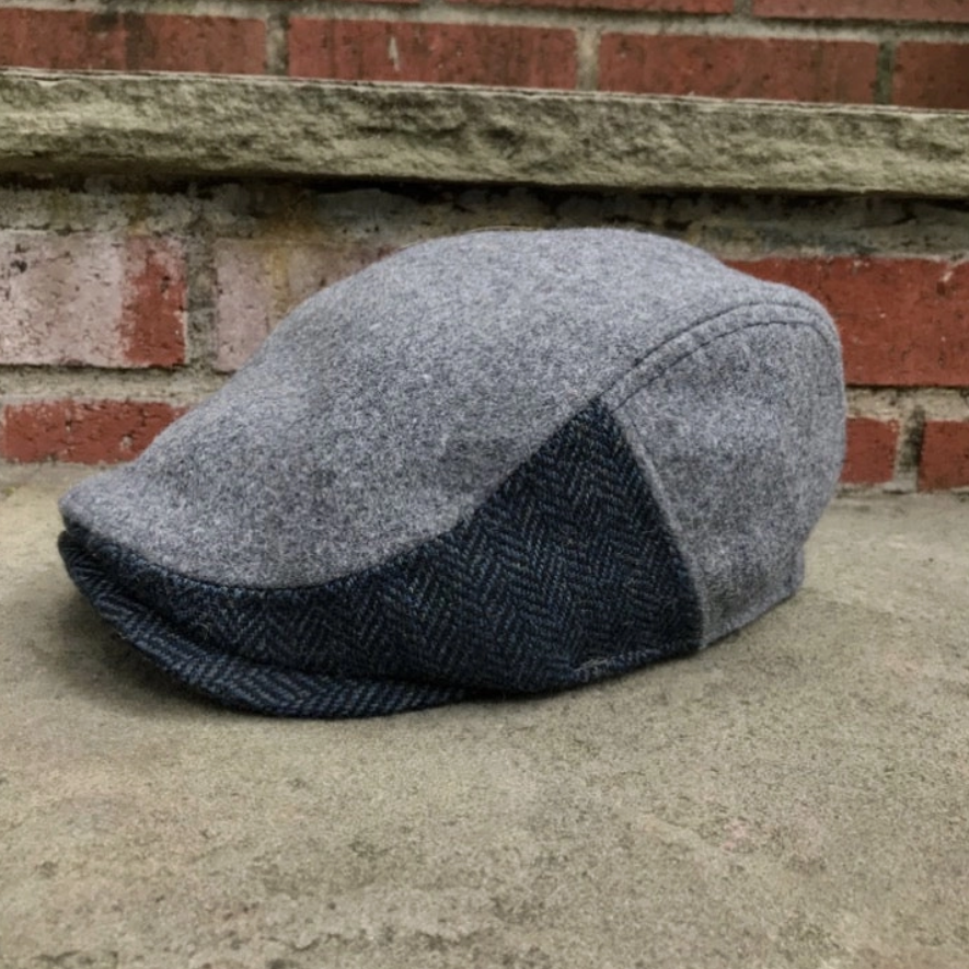 The Legacy Boston Scally Cap - Grey & Patriot Blue Herringbone
