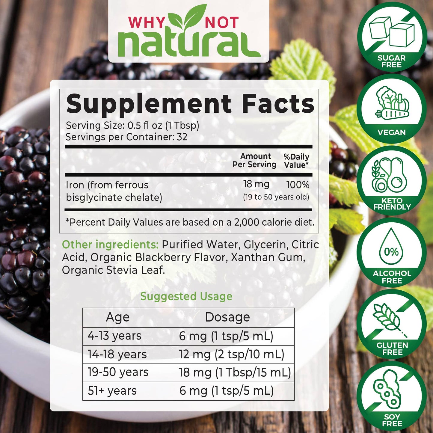 Liquid Iron Supplement for Women, Men and Kids