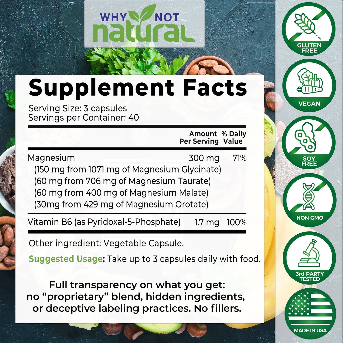 4-in-1 Magnesium Complex Supplement 300 mg per serving
