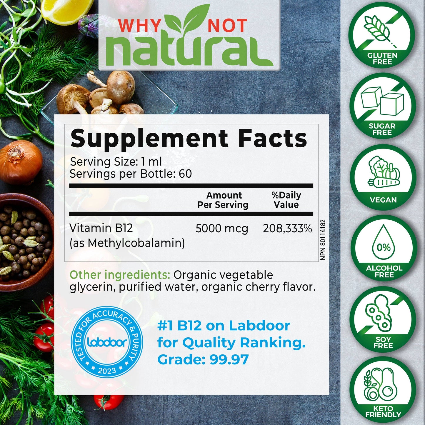 Organic Vitamin B12 Liquid Drops Supports Focus & Energy