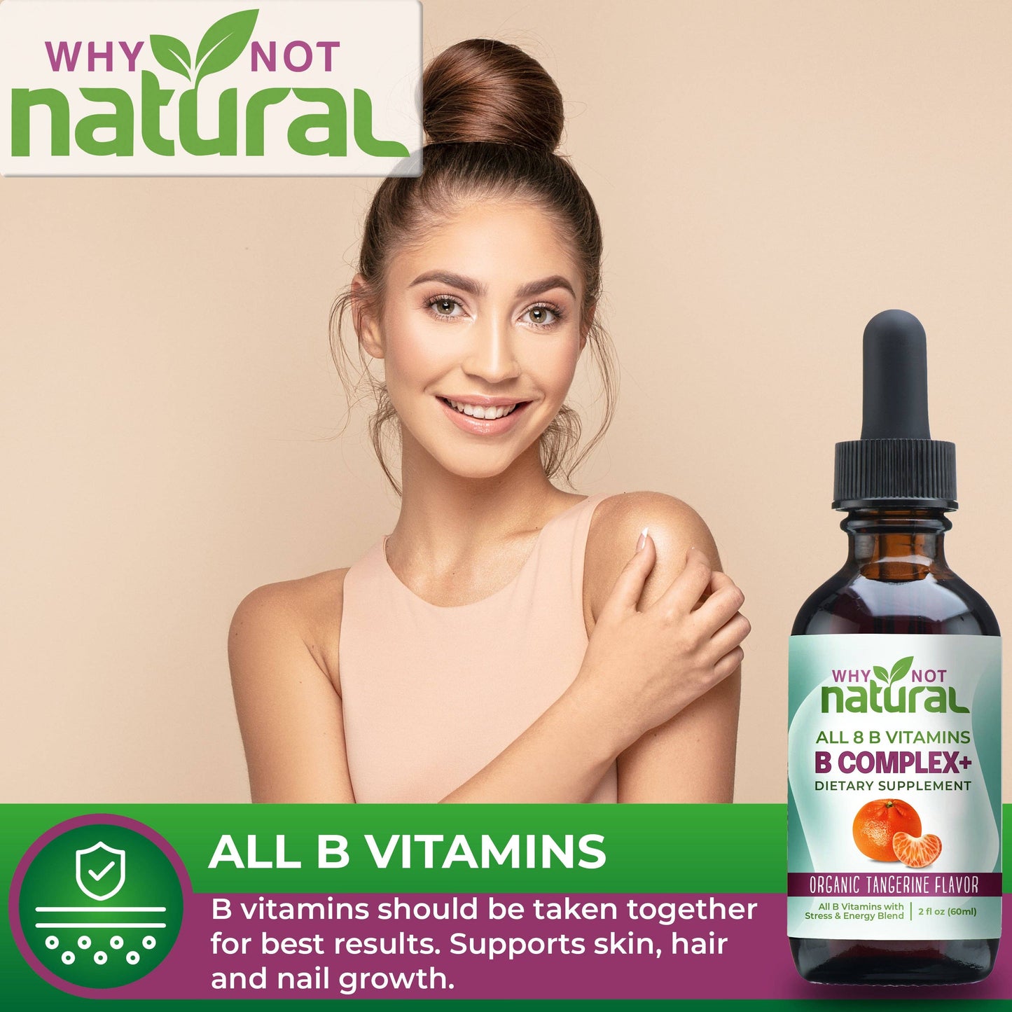 B Complex Liquid: All 8 B Vitamins +Natural Stress & Energy