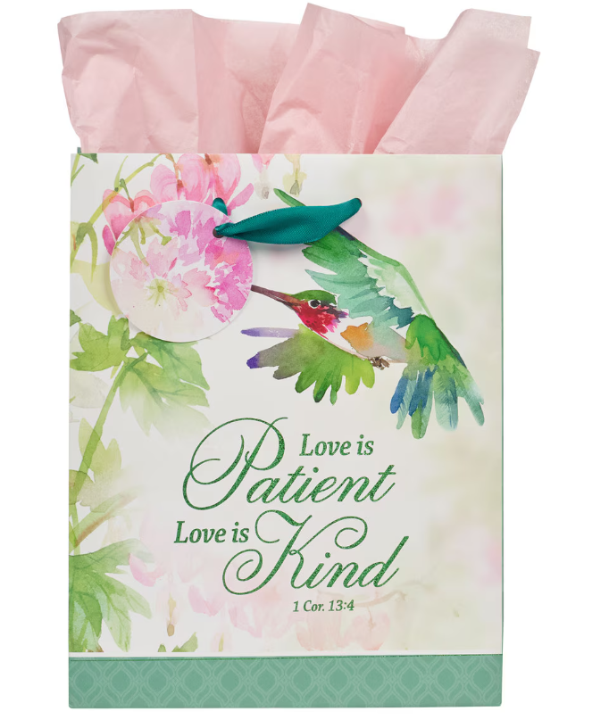 Love is Patient Hummingbird Medium Gift Bag - 1 Corinthians 13:4
