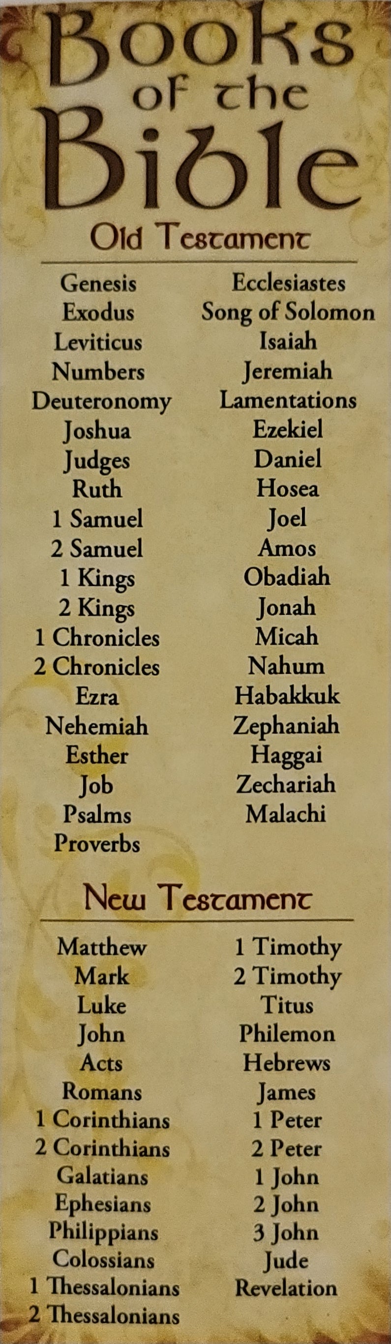 Books of the Bible Bookmarks