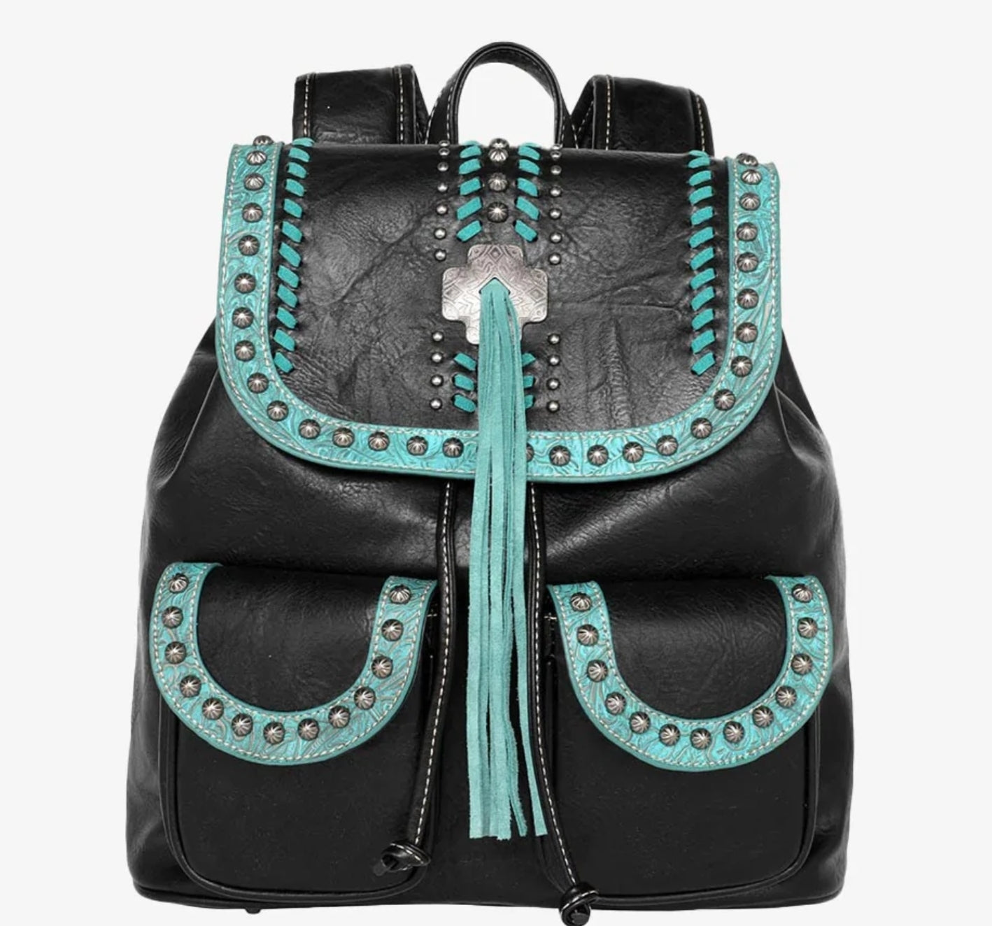 Montana West Concho Tassel Whipstitch Backpack