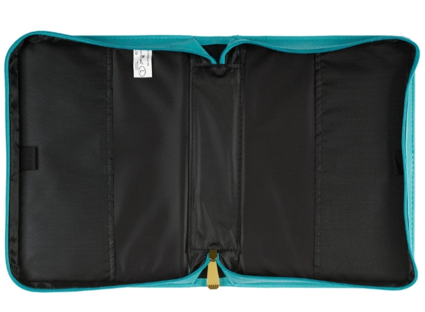 Amazing Grace Floral Teal Faux Leather Fashion Bible Cover- Large
