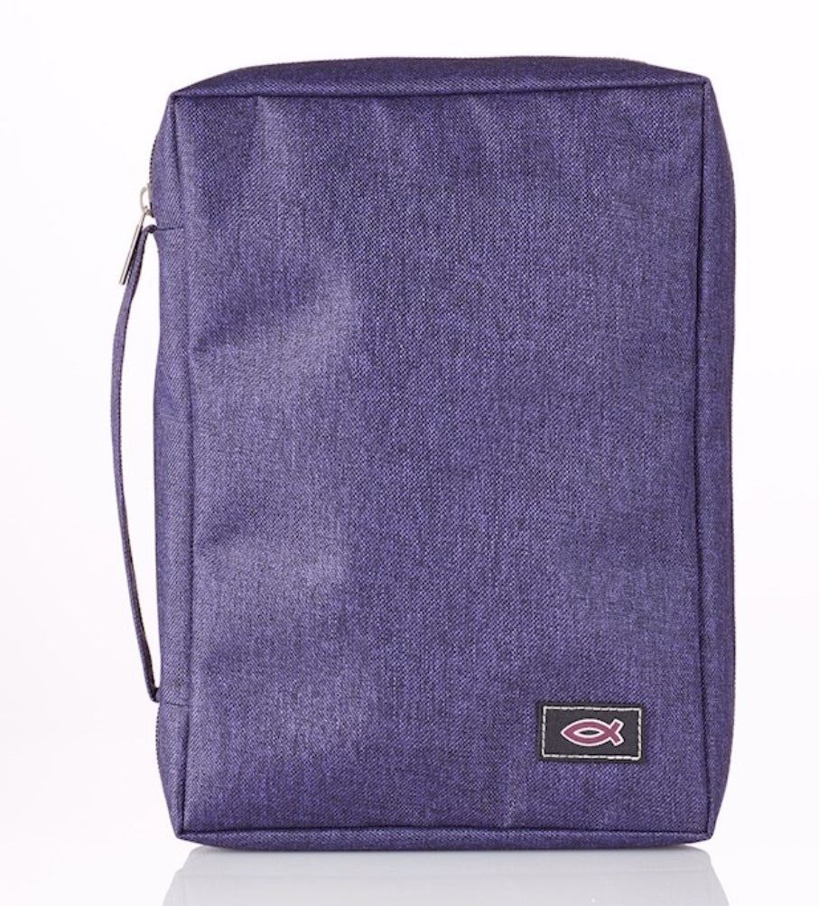 Poly-canvas Bible Cover with Ichthus Fish Badge
