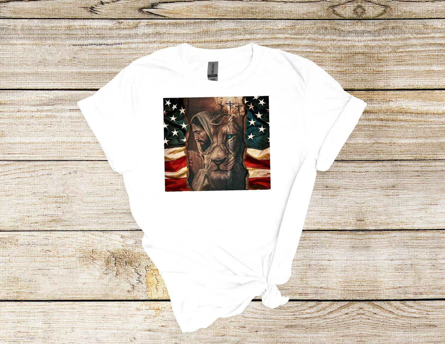 T-Shirt (Unisex) Flag, sublimationJesus, Lion, Calvary