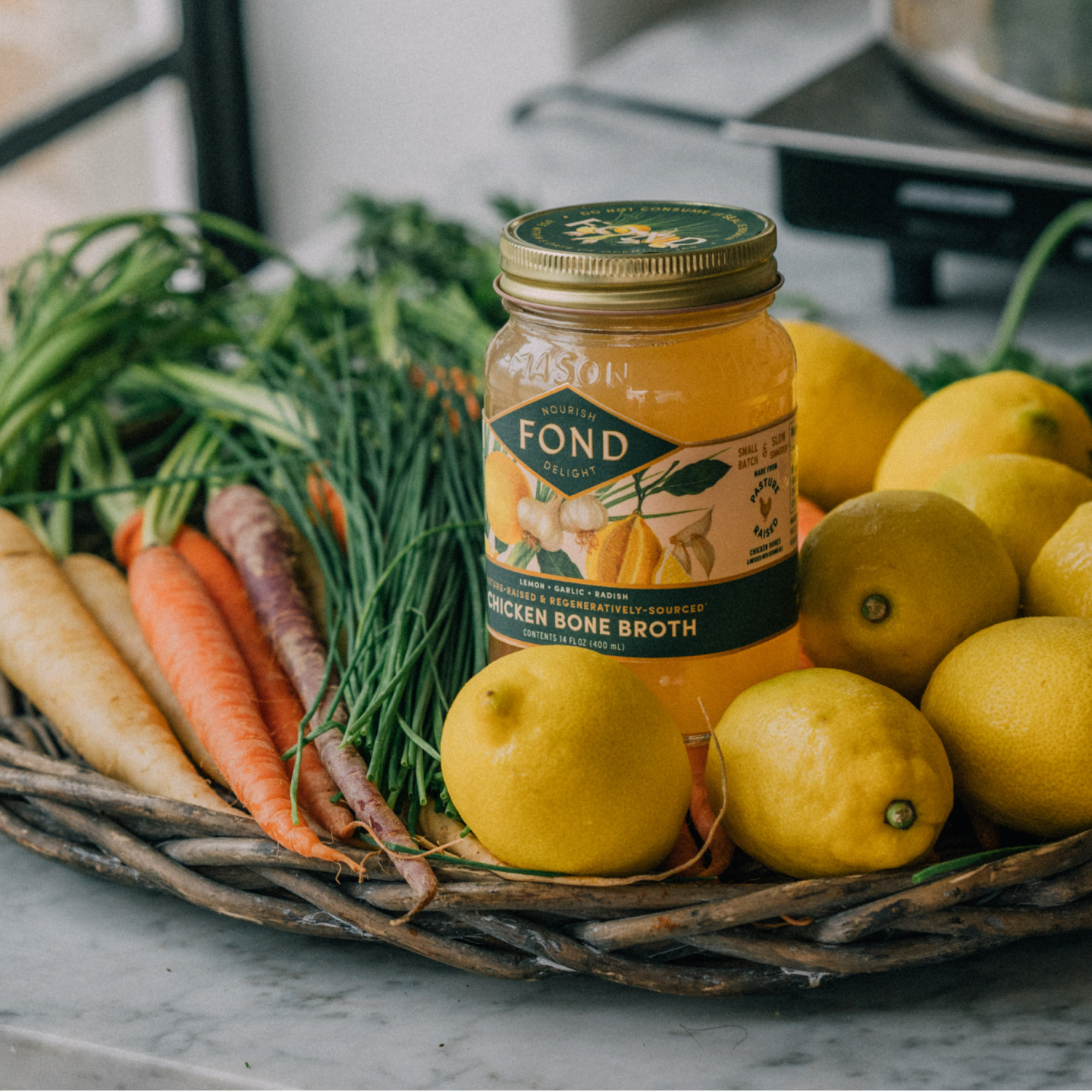 Lemon & Garlic Pasture-Raised Chicken Bone Broth 14oz