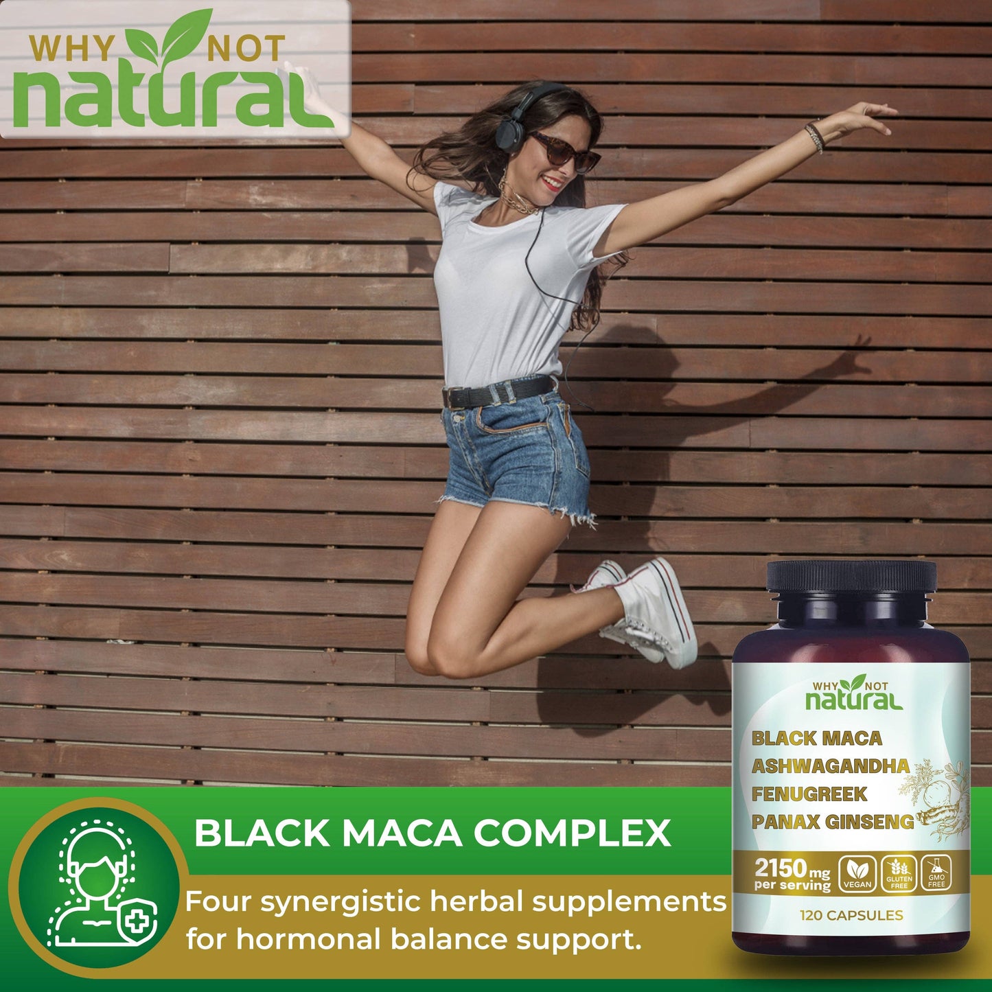 4-in-1 Organic Black Maca Root, Supplement for Men and Women