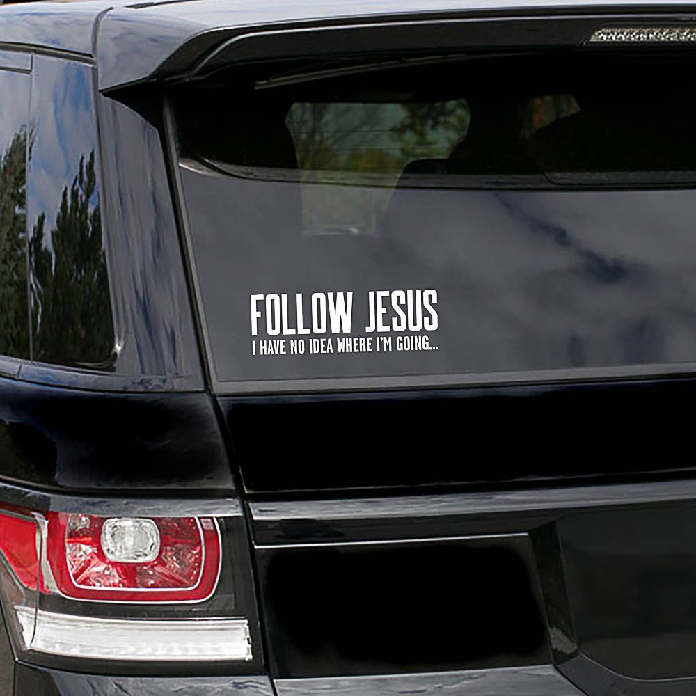 Multi-Purpose Decal - Follow Jesus - White - 3.5Inx8In