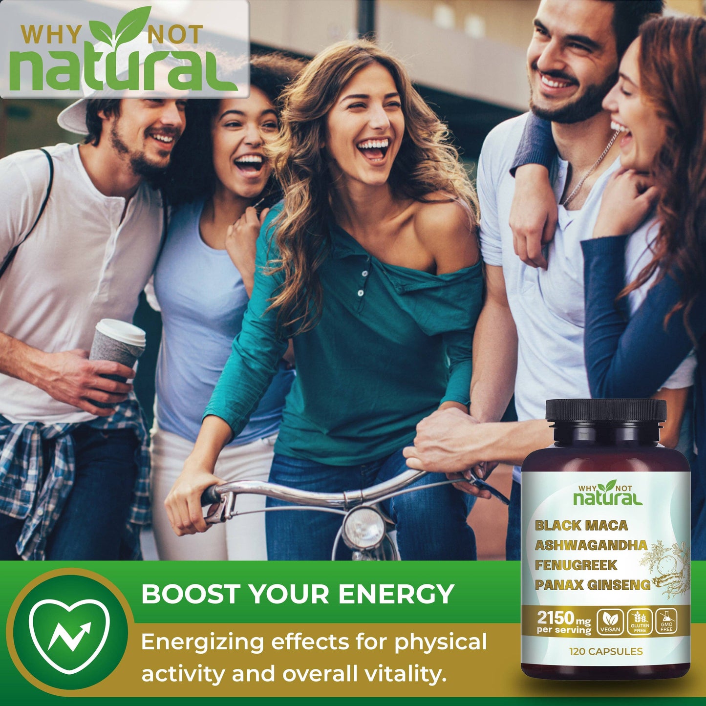 4-in-1 Organic Black Maca Root, Supplement for Men and Women