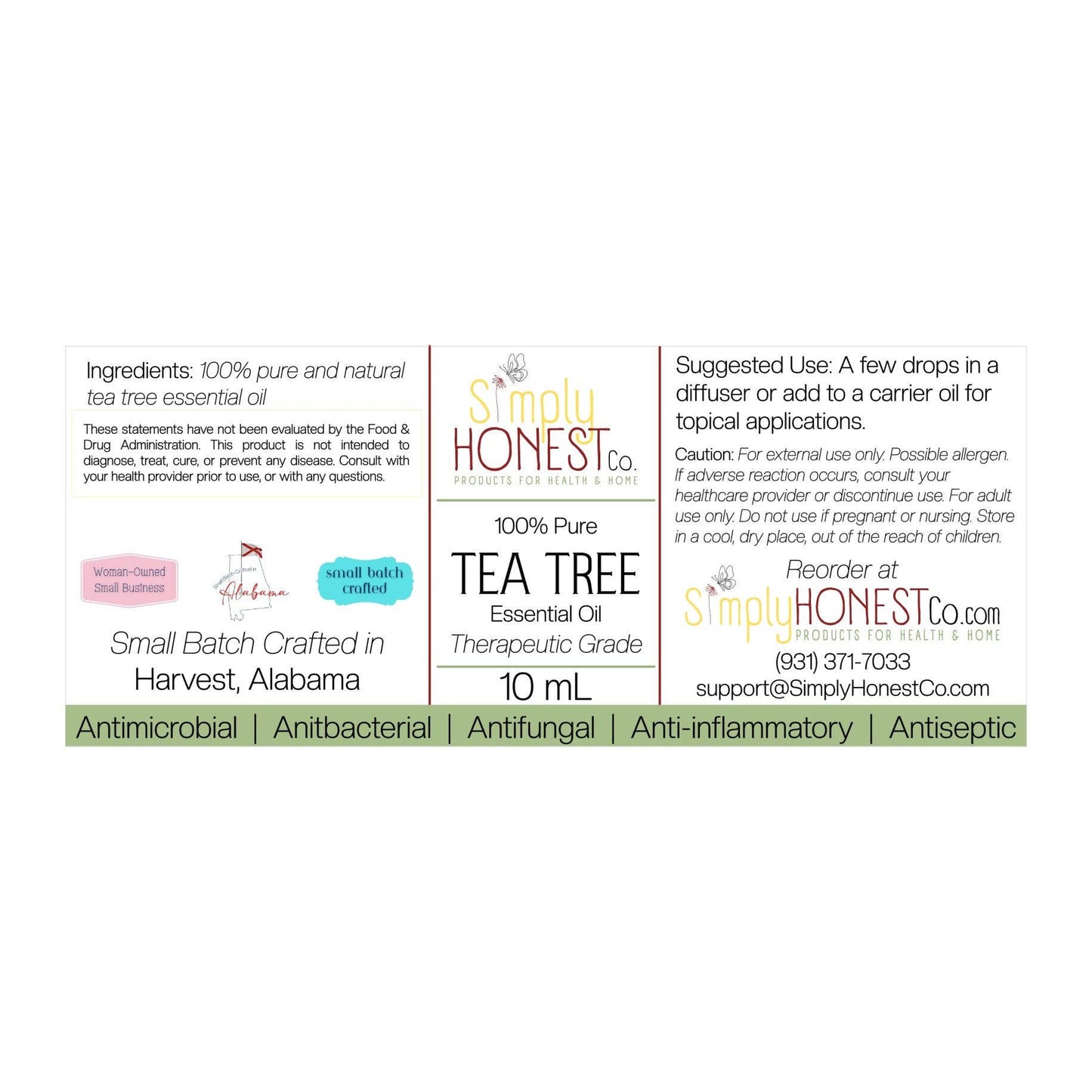 Tea Tree Essential Oil 10mL Glass Bottle