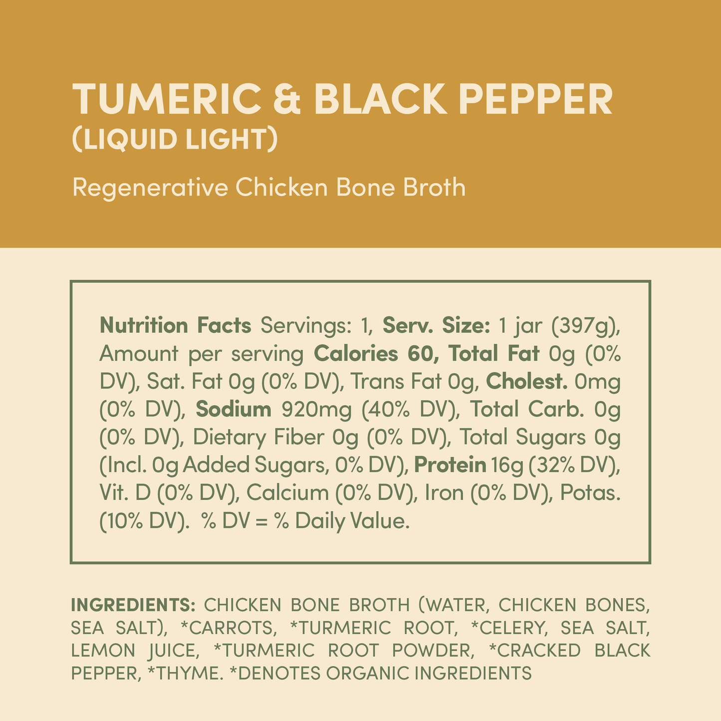 Turmeric & Pepper Pasture-Raised Chicken Bone Broth 14oz