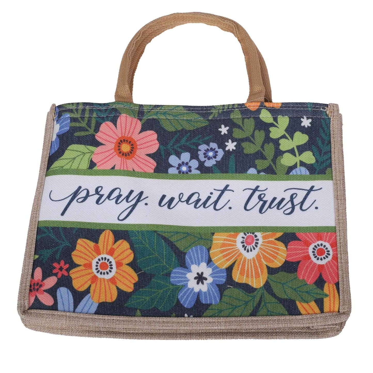 Woven Canvas Tote - Pray Wait Trust