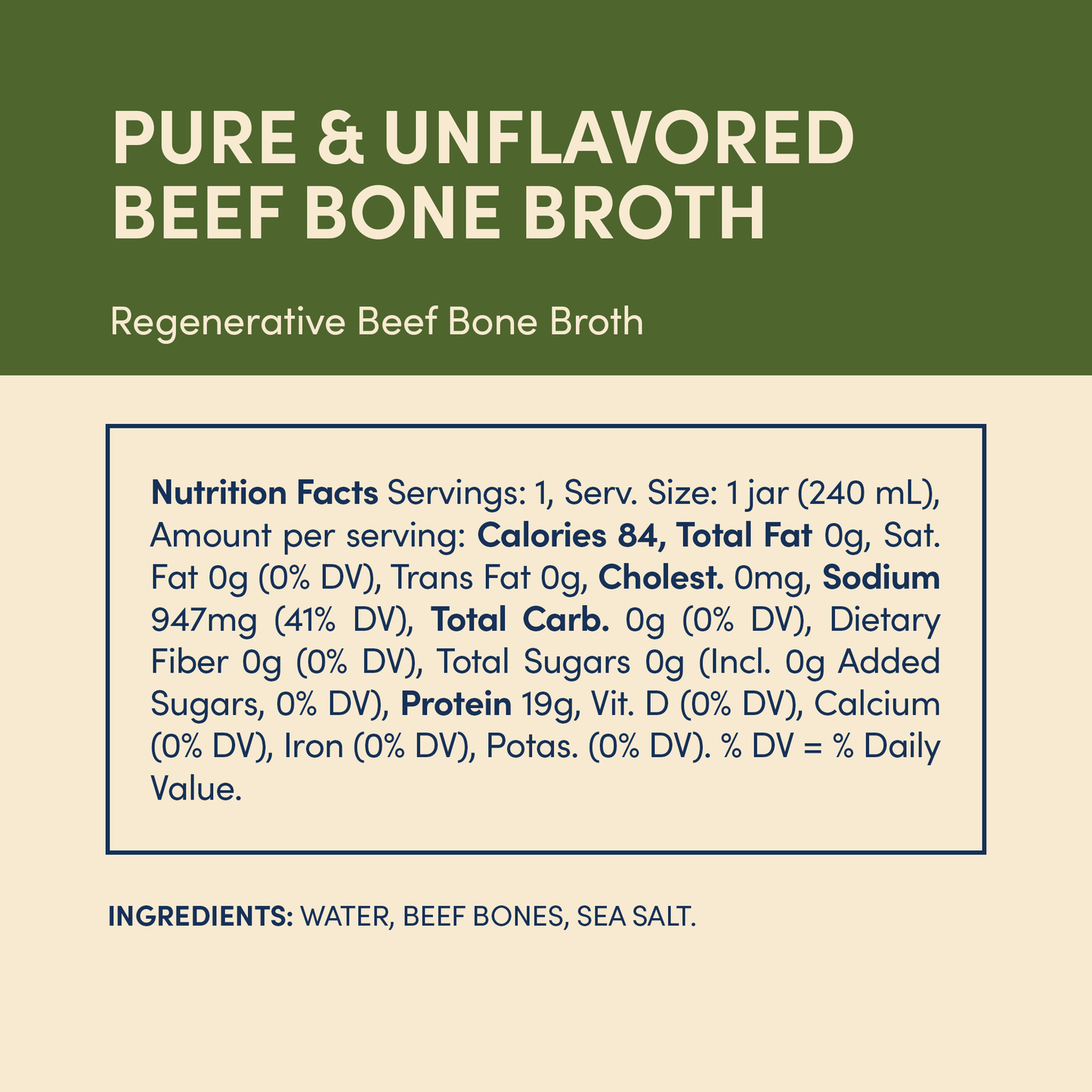 Regenerative Grass-fed Beef Bone Broth 14oz