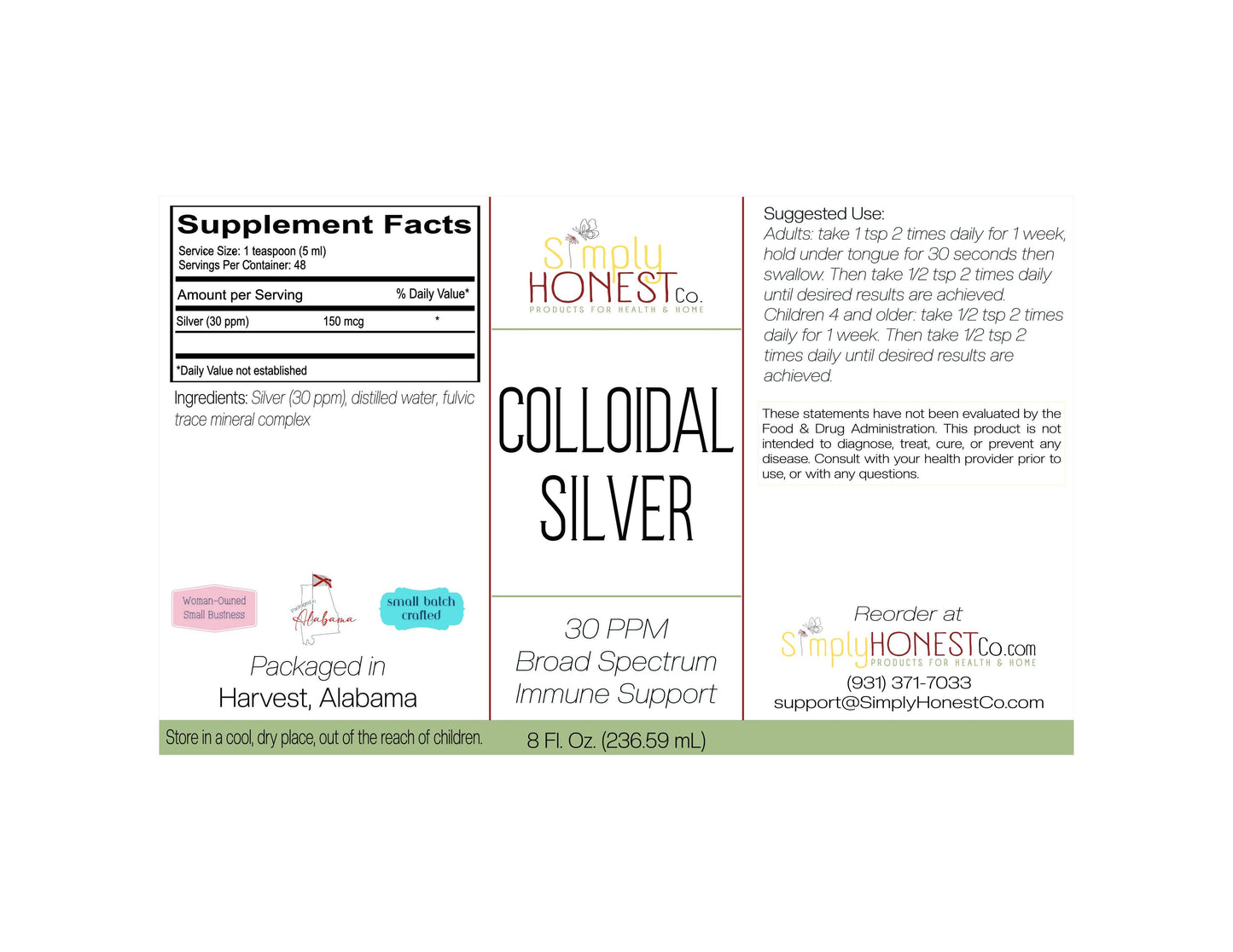 Colloidal Silver - Immune Support, Antiviral, Antimicrobial, Adults, Children, Pets: 16 oz glass bottle