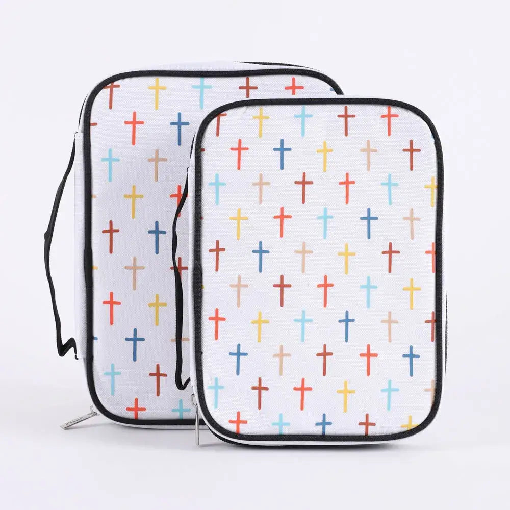Canvas Bible Cover - Colorful Crosses - M