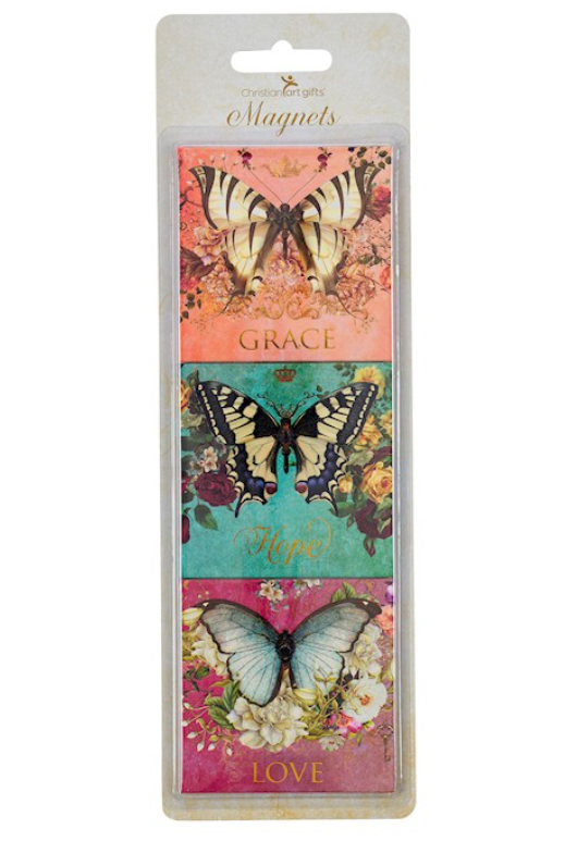 Magnet Set-Butterflies Grace, Hope, Love (Set Of 3)