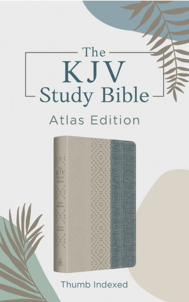 The KJV Study Bible: Atlas Edition, Thumb Indexed [Taupe & Denim Crosshatch]