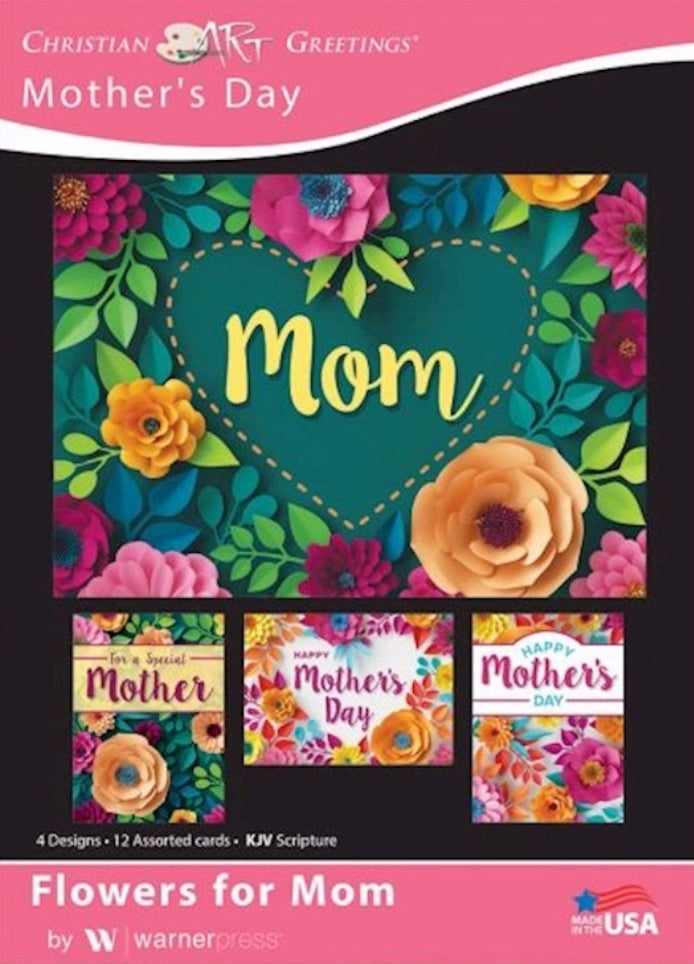 Card-Boxed-Flowers For Mom Assorted Mother's Day (KJV) (Box Of 12) (Pkg-12)