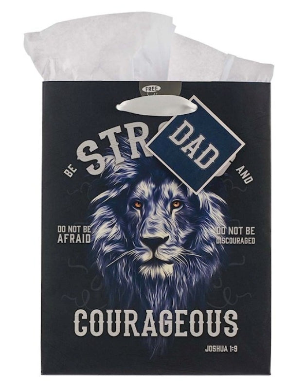 Gift Bag Medium Strong & Courageous Dad Joshua 1:9