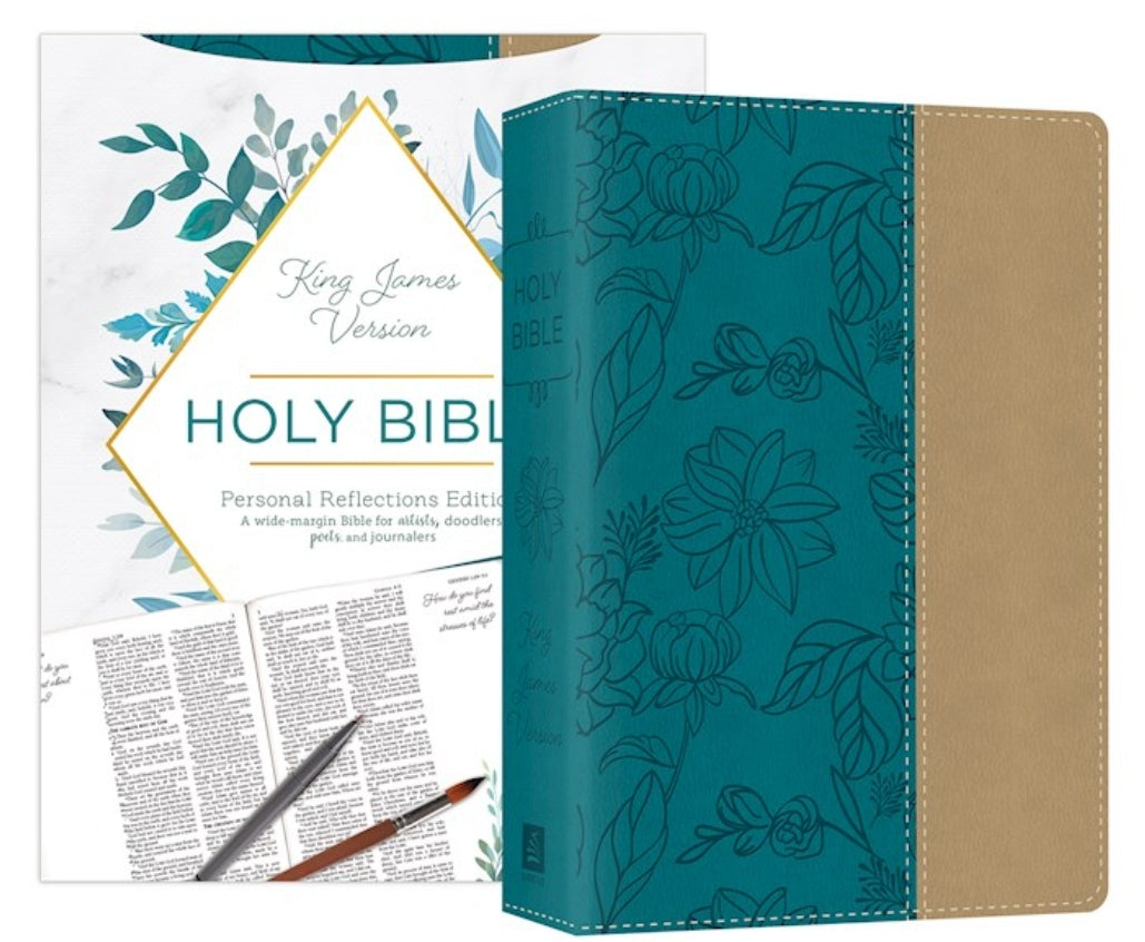 Personal Reflections Bible With Prompts-Teal/Tan DiCarta Leatherlike