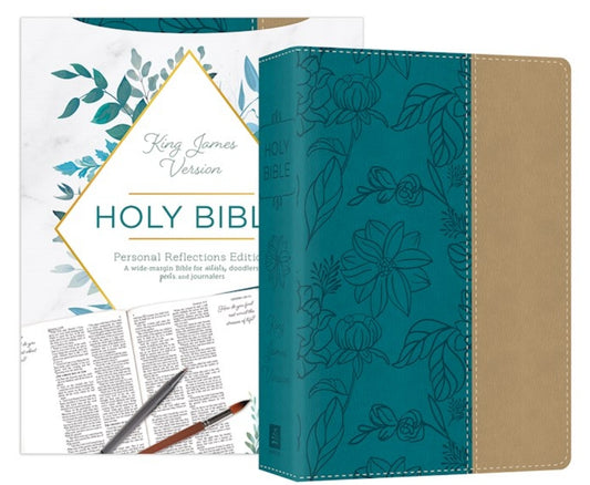 Personal Reflections Bible With Prompts-Teal/Tan DiCarta Leatherlike