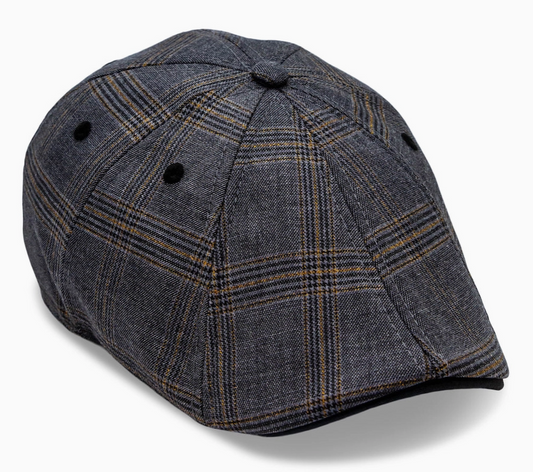 The 8-Panel Plaid Trainer Boston Scally Cap - Iron Grey Plaid