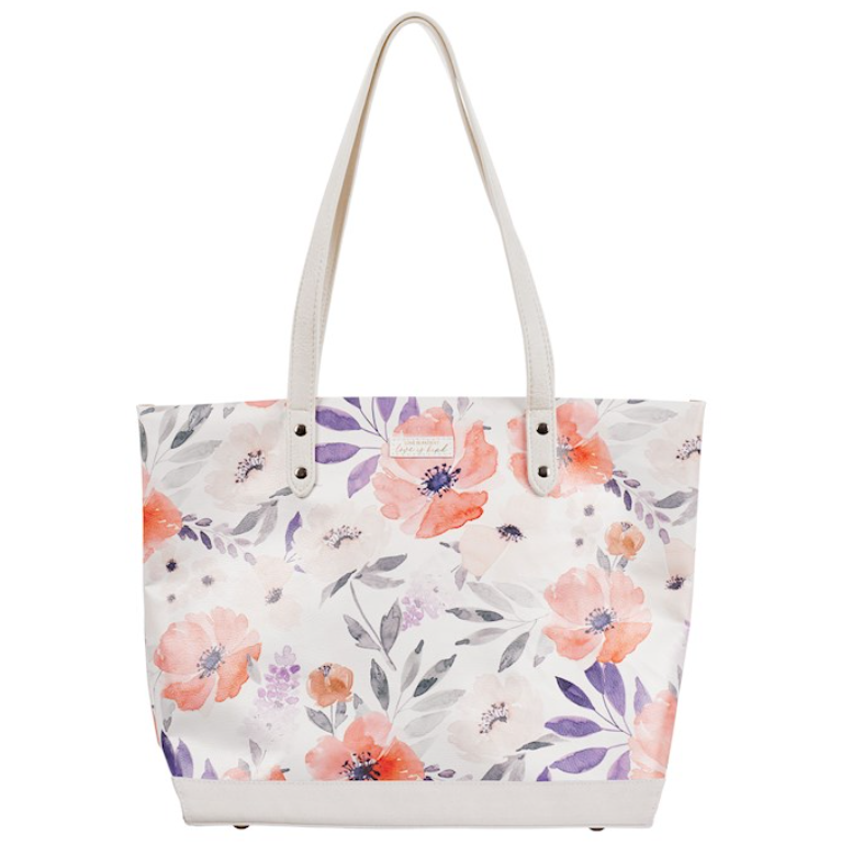 Tote Bag-Love Is Patient-Coral Poppy