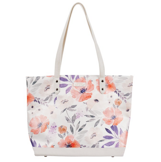 Tote Bag-Love Is Patient-Coral Poppy