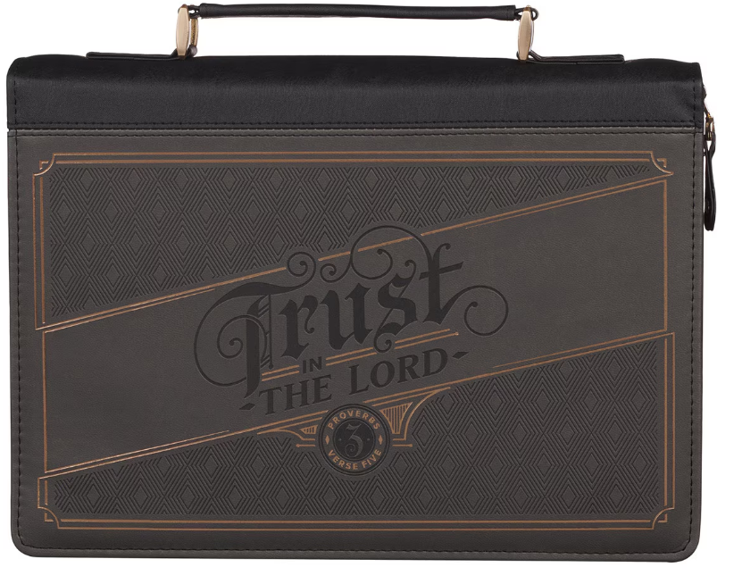Trust in the Lord-Charcoal Faux Leather-Bible Cover - Proverbs 3:5