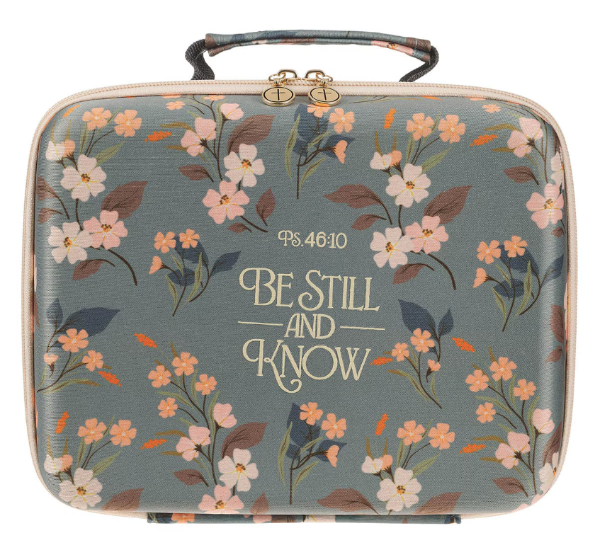 Be Still and Know Teal Two-fold Organizer Bible Case - Psalm 46:10