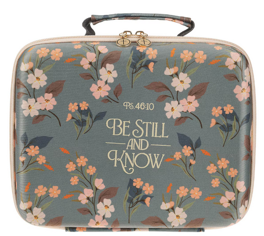 Be Still and Know Teal Two-fold Organizer Bible Case - Psalm 46:10