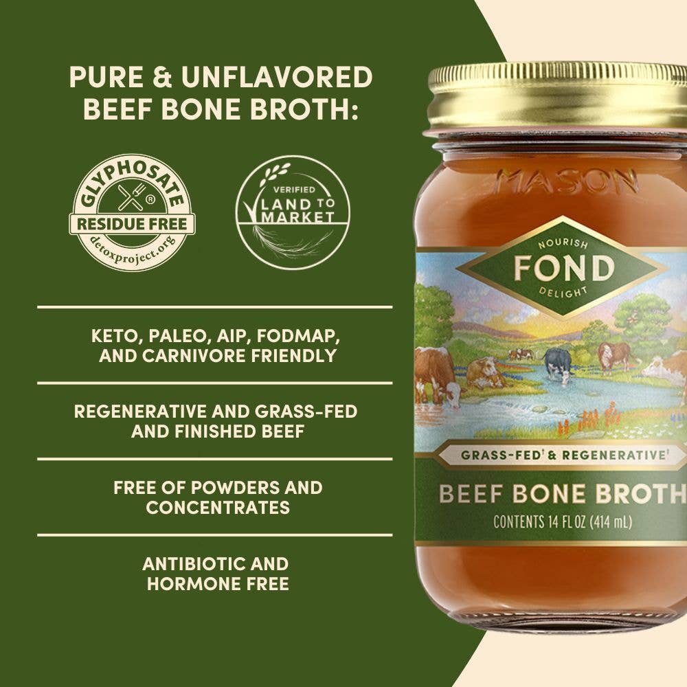 Regenerative Grass-fed Beef Bone Broth 14oz