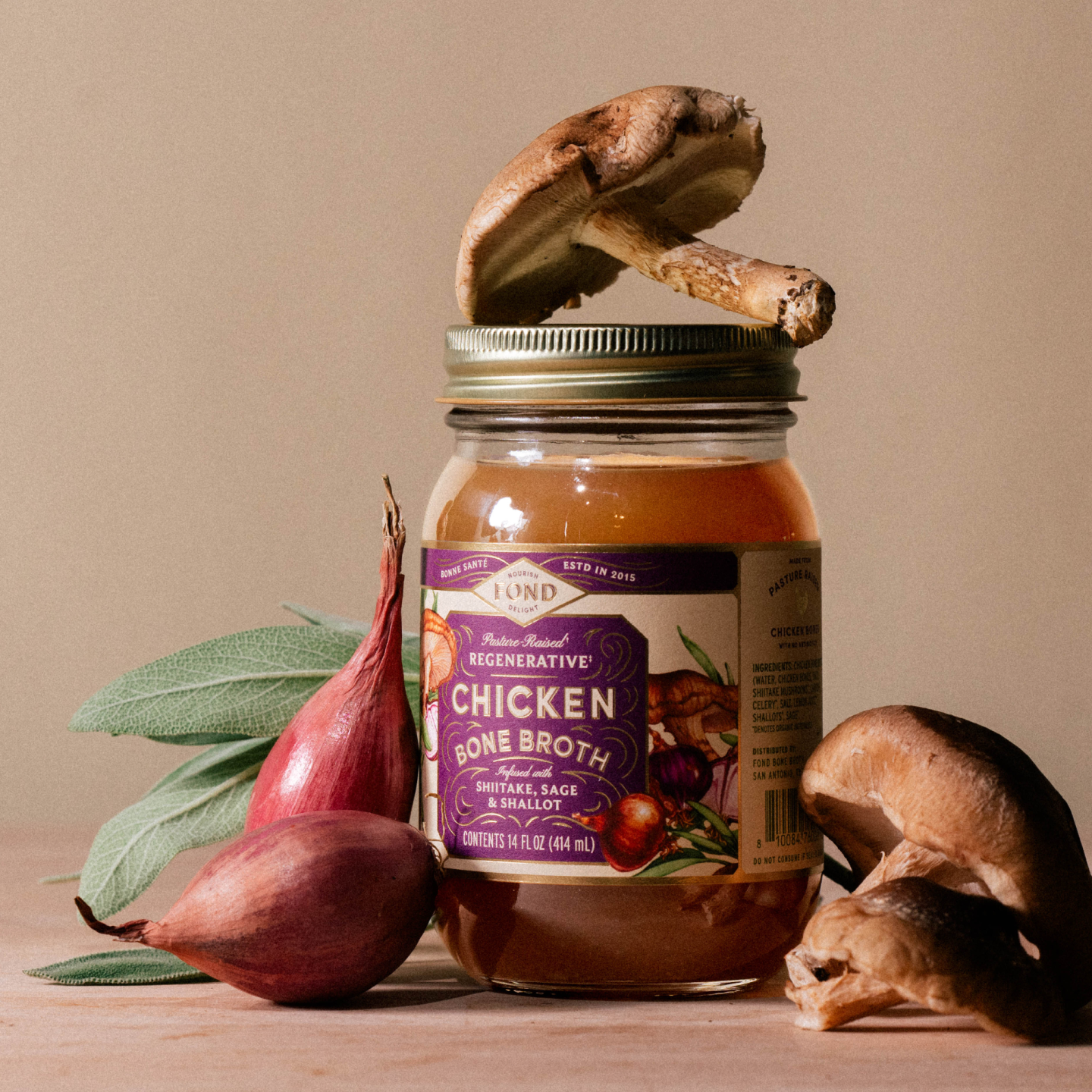 Shiitake & Sage Pasture-Raised Chicken Bone Broth 14oz