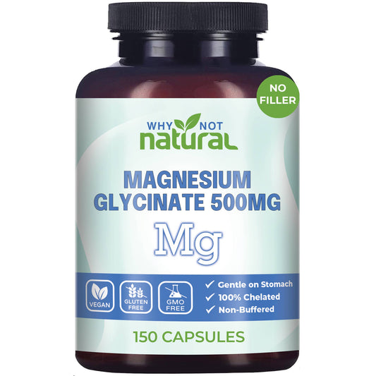Magnesium Glycinate 500 mg Capsules Supplement - Vegan, 100%
