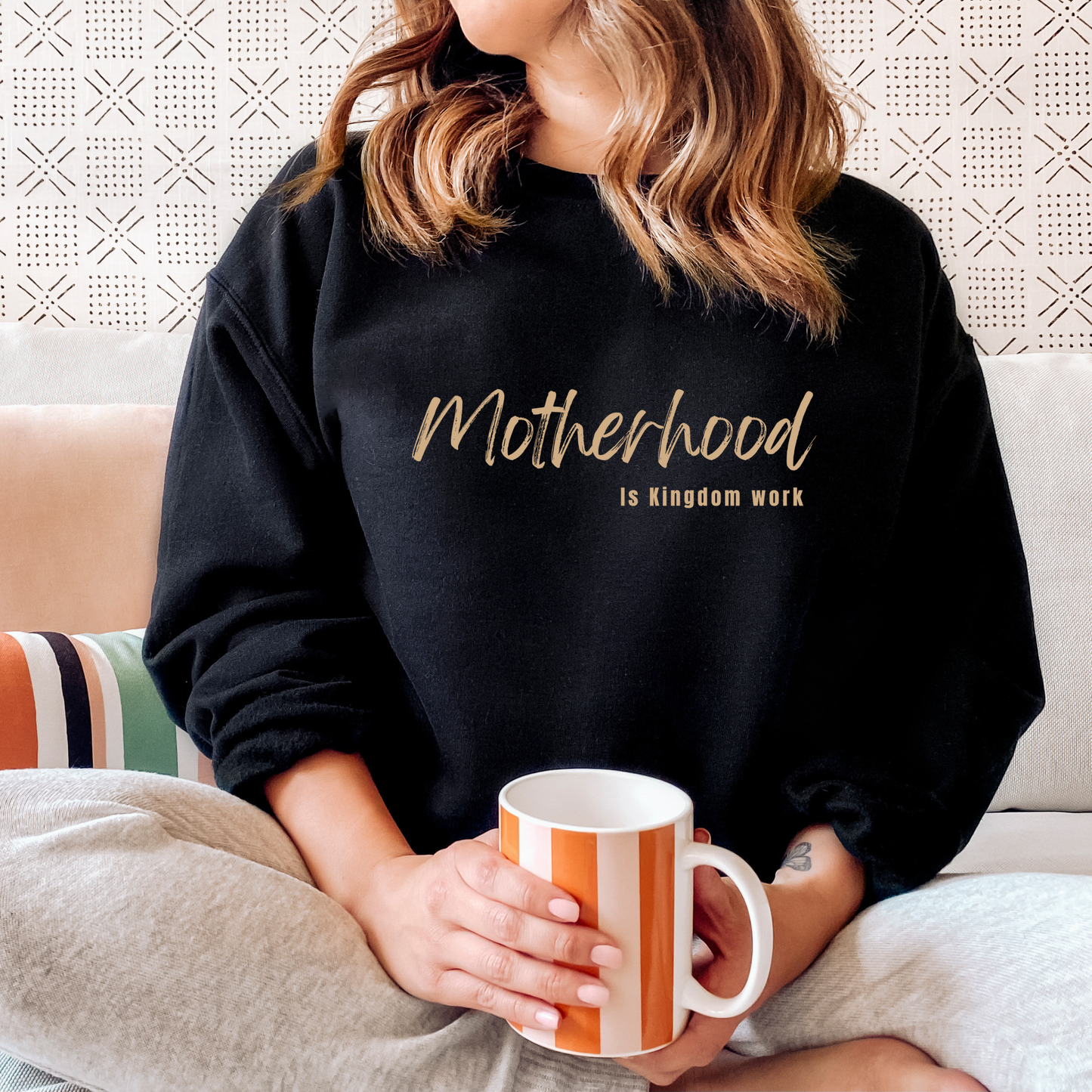 Motherhood is Kingdom Work Sweatshirt - Graphic Fall Tee