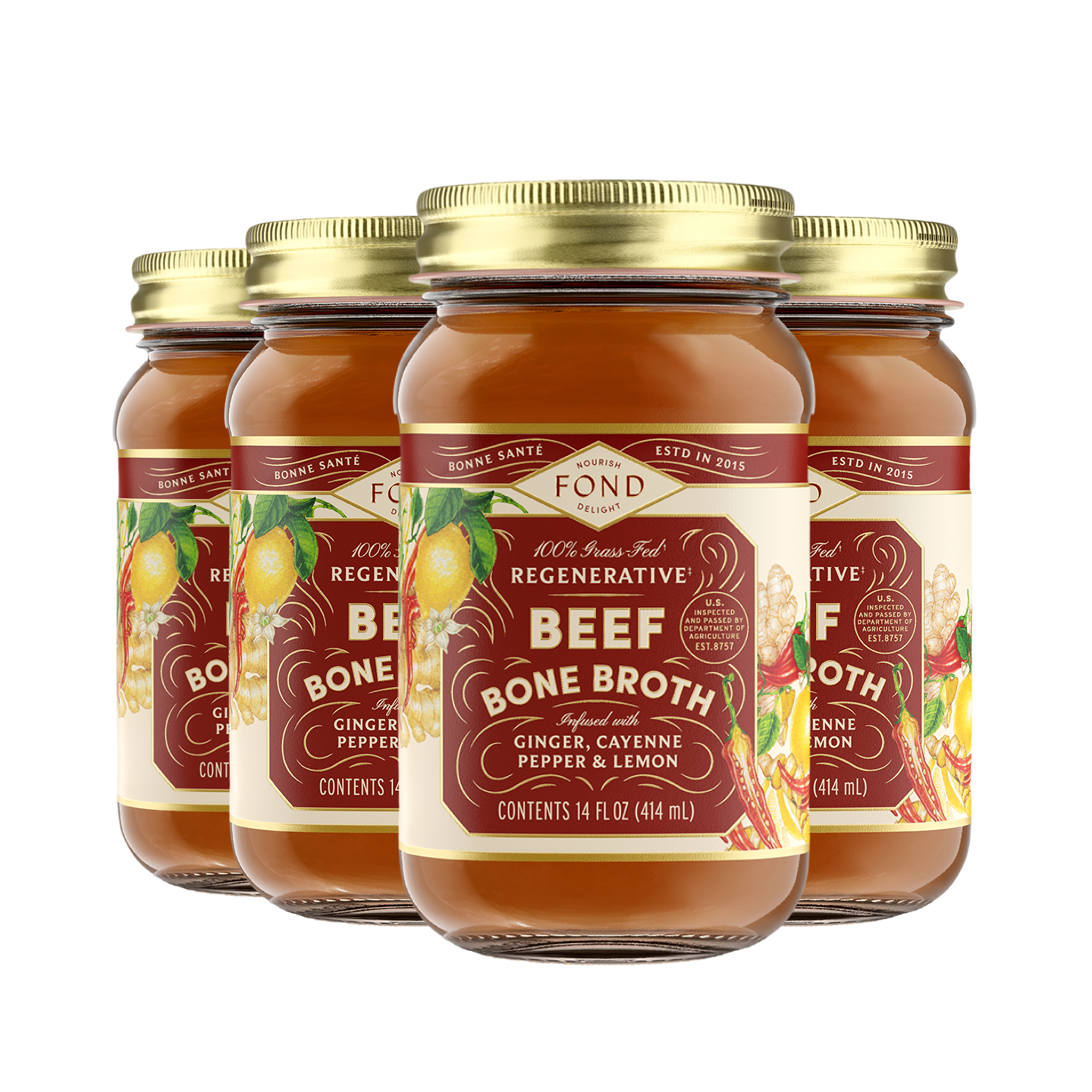Ginger & Cayenne Grass-fed Beef Bone Broth 14oz