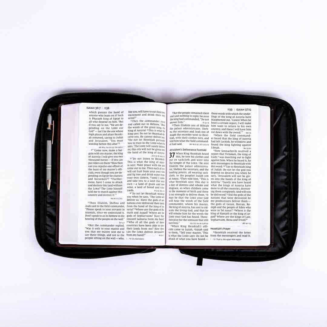 Bible Cover Canvas Black Plain - Large
