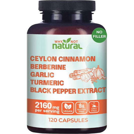 5-in-1 Organic Ceylon Cinnamon Capsules, Blood Sugar Support